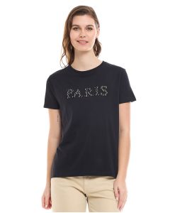 Embellished T-Shirt with Crew Neck and Short Sleeves