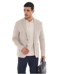 Men Chevron Patterned Jacket Beige